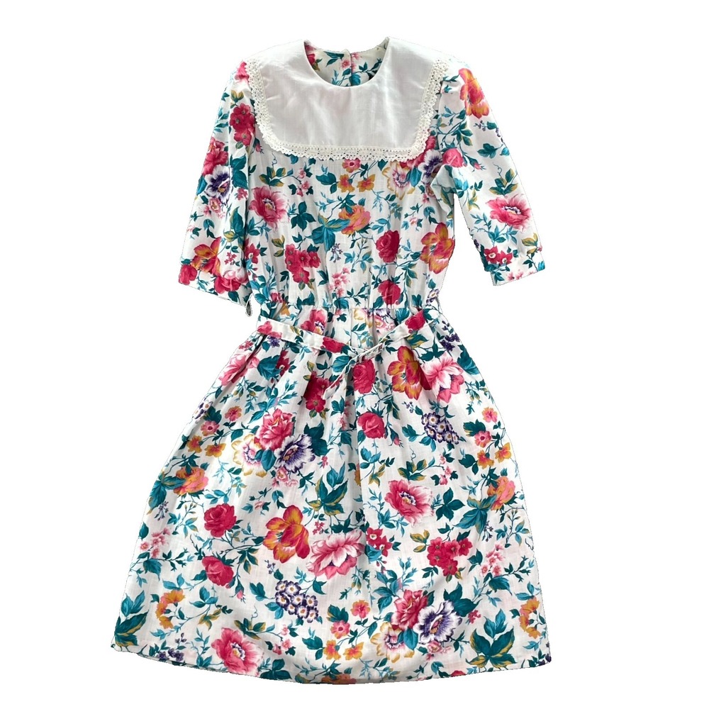 VTG Breli Originals Midi Dress Womens 14 Floral Belted Cottagecore Garden Party